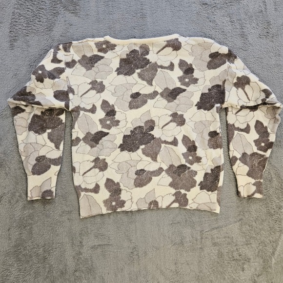 Jaymee Papell Neiman Marcus Vintage Lambswool Angora Floral Sweater Cream M - Picture 8 of 14